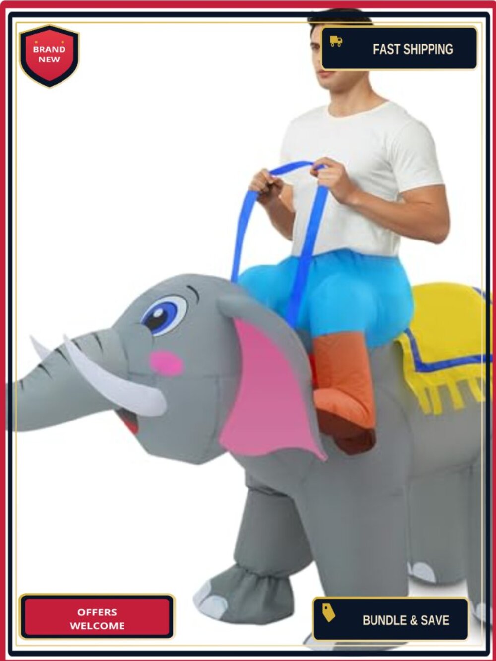 Inflatable Elephant Halloween Costume Adult Blow Up Ride On Cosplay